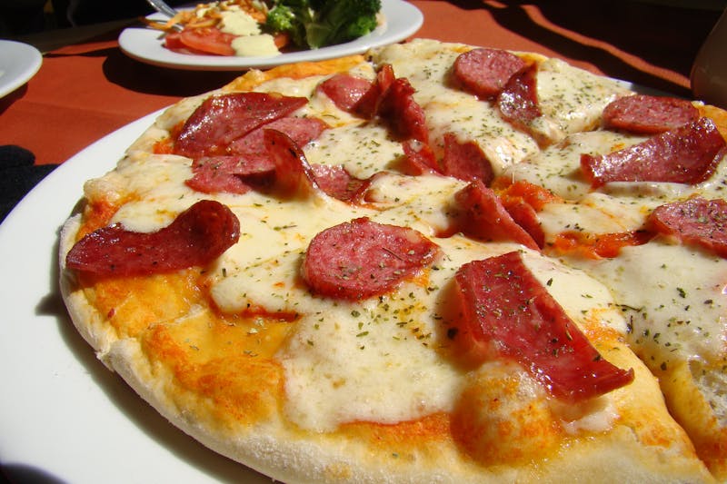spicy via 313 pizza with hot peppers and salami